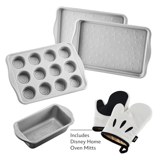 Farberware Disney Bake with Mickey Mouse Nonstick Bakeware Set/Baking Pans with Disney Home Oven Mitts, Cookie Pans, Muffin/Cupcake and Loaf Pan, 6 Piece - Black - image 2