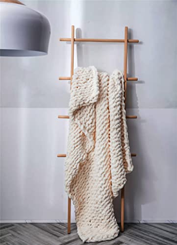 Chunky Hand-Knitted Throw Blanket, Soft And Warm, Tightly Woven Chenille Yarn, Suitable For Sofas, Beds, Gifts And Home Decorations. (Beige, 50''X60'') #TOP5