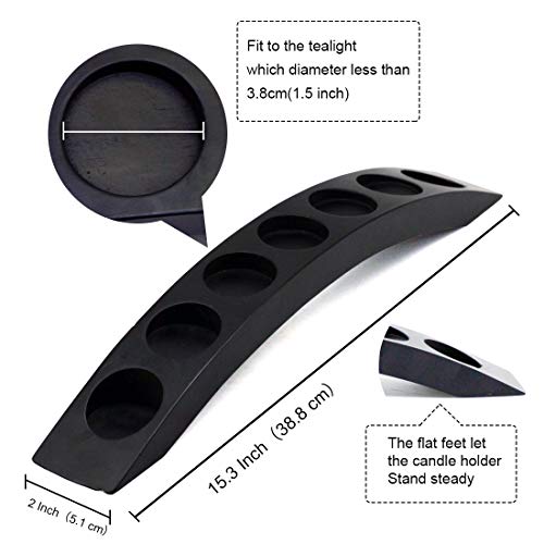 Wooden Bridge Candle Holders 15 Inch In Length, Long Tea Light Candle Holders Bar, - 7 Candle Seat-Black #TOP1