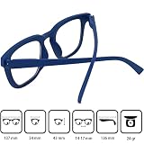 Nerd lekkie okulary do czytania z prostokątnymi soczewkami, etui na dokumenty, plastikowa ramka (niebieski), okulary do czytania dla kobiet i mężczyzn + powiększenie 1,50