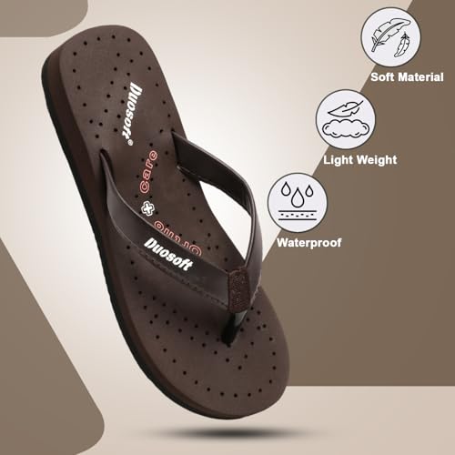 Image of Duosoft Flip Flop for Women | Soft Comfortable | Breathable | Fashionable | Stylish | Trendy | Super Soft | Lightweight | Anti-Slip Sole | Indoor & Outdoor |DW-31-Brown