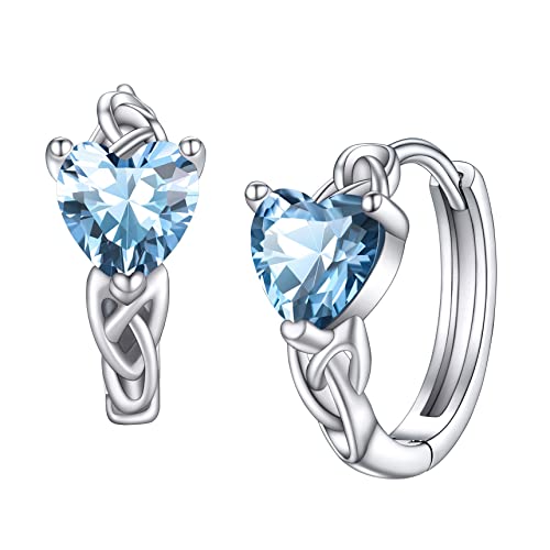 Bestyle Sterling Silver Celtic Earrings with Birthstone for Women, Hoop/Cross/Heart/Celtic Knot Celtic Birthstone Earrings for Women, Great Birthday Gift