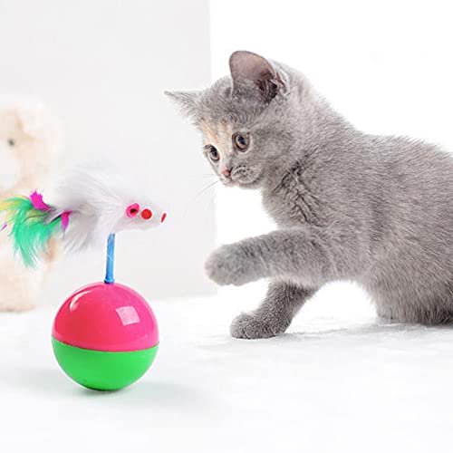 Zzjbgs 2 Pieces Of Colorful Feather Cat Toys - Tease Cat Tumbler Mouse Toys, Cat Interactive Self Hi Toys, Ball Toys (Little Mouse) #TOP2
