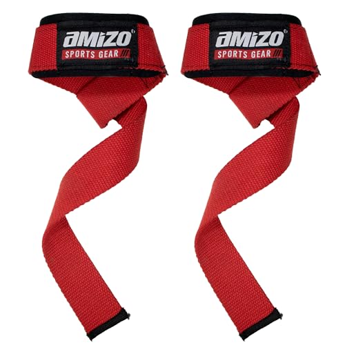 Amizo Lifting Wrist Straps for Weightlifting (1 Pair) 18 Inches Neoprene Cushioned Wrist Padded for Bodybuilding, Powerlifting, Strength Training, & Deadlifts