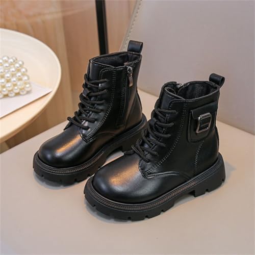Girls Ankle Boots Fashion Lace Up Round Toe Side Zipper Combat Boots - image 2