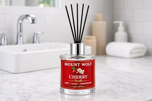 Image of Cherry Vanilla Reed Diffuser 50ml - Premium Room Freshener with 5 Black Reed Sticks | Long-Lasting Sweet & Calming Fragrance for Home, Office, Bathroom & Car