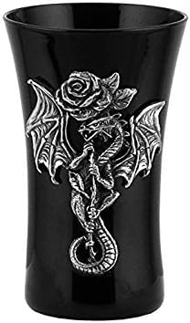 3.38 Inch Dragon with Rose Shot Glass, Black and Silver Color
