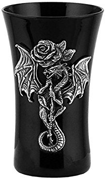 Verre à shot dragon haute finition couleur noir et argent avec rose sculptée