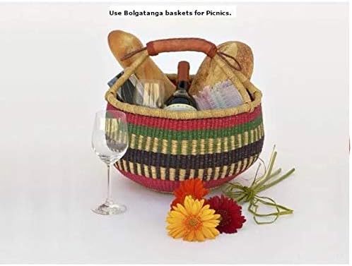African Market Basket BOLGA Picnic - Large 14"-16" Across Ghana Picnic Baskets (Colors Vary) - Image 3