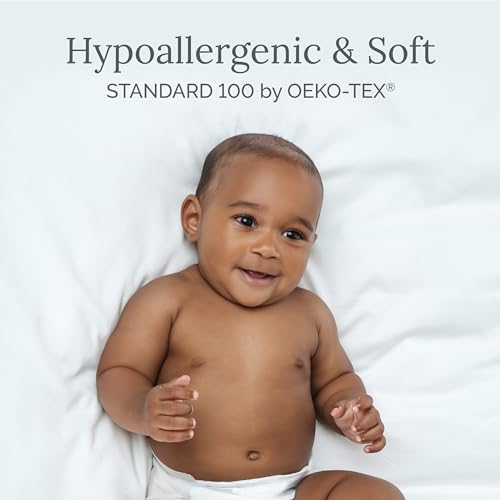 Image of Natemia 100% Organic Cotton Crib Sheets for Boys and Girls - Made in Turkey, Silky Soft and Hypoallergenic, Baby Crib Sheets Neutral, Toddler Bed Sheet, 28' X 52', Baby Registry Search