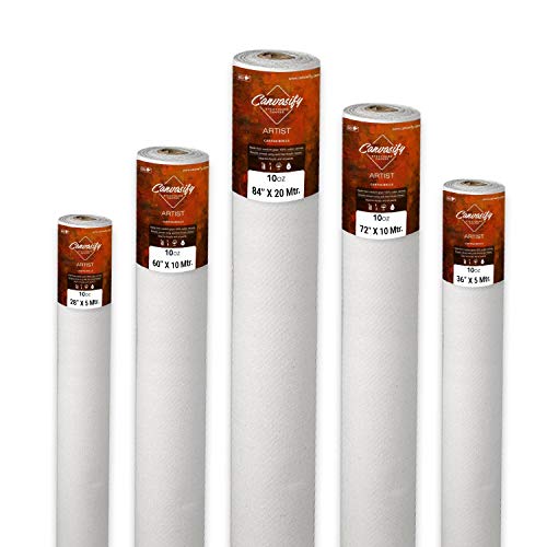 Image of 10oz Primed Cotton Canvas Roll 5 Meter (28 inch X5mtr) Ideal for Oil & Acrylic Paint Drawing Artist Sketch Painting Accessories