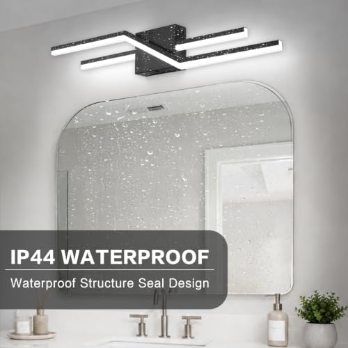 Image of SOLFART Bathroom Lights Over Mirror Dimmable 32 Inch Modern Black Vanity Lights for Bathroom LED Vanity Lighting Fixtures