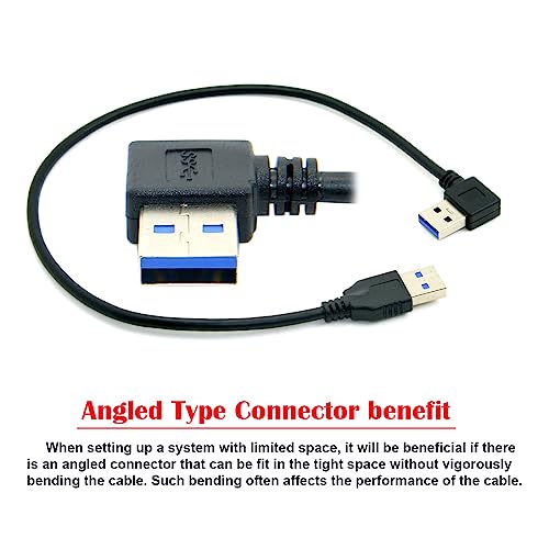 NFHK 90 Degree Right Angled USB 3.0 A Type Male to Straight A Type Male Data Cable 40cm, Black, 40 cm - Image 3