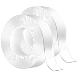 Doppelseitiges Klebeband Extra Stark Transparent, 2 Rollen Abnehmbar Spurlos Nano Tape...