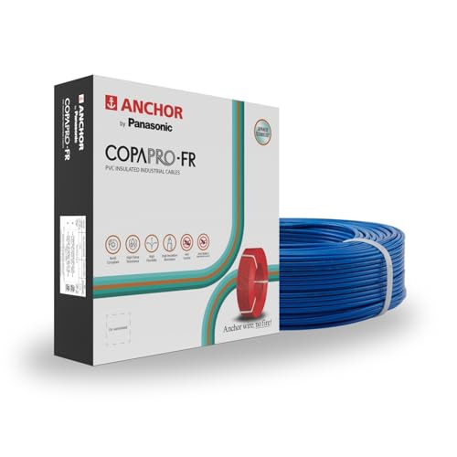 Image of Anchor by Panasonic 0.75 mm COPAPro FR Electrical Wire, 90 Meter Fire Resistant Single Core PVC insulated Pure Copper Wire, Anti Rodent Anti Termite Flexible Wire for Connections (BLUE, 96137BU)