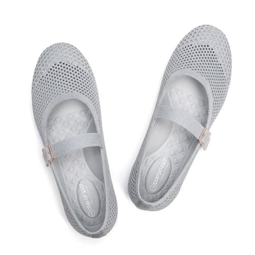 Image of Frank Mully Women's Mary Jane Flats Comfortable Dressy Ballet Flats Casual Round Toe Slip On Washable Knitted Fabric Office Work Woman Shoes