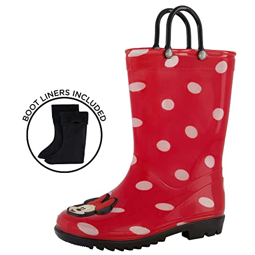 Disney Girl's Minnie Mouse Toddler Rain Boots with Soft Removable Liner Snow2