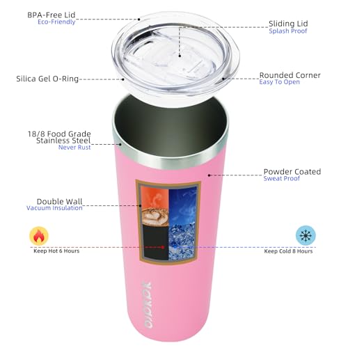 Image of BJPKPK 20 oz Skinny Tumbler with Lid, Stainless Steel Insulated Coffee Cup