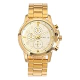 BUREI Orologio da polso cronografo da uomo, oro, cinturino in acciaio inox, movimento al quarzo multifunzionale, visualizzazione della data, gold, Classico