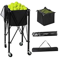 campMax Tennisballwagen klappbar mit Sicherheitsrädern | Leichter Faltbarer Ballwagen für 180 Bälle | Einfach entfalten & fixieren (60 Sek.) | Robuster Tennisballkorb für Verein & Training