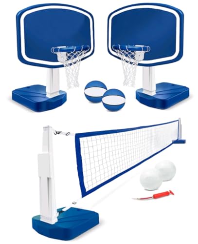 Generic Pool Side Basketball Stand+PE Backboard+PE Base+Steel Rim+Polyester Net, Blue