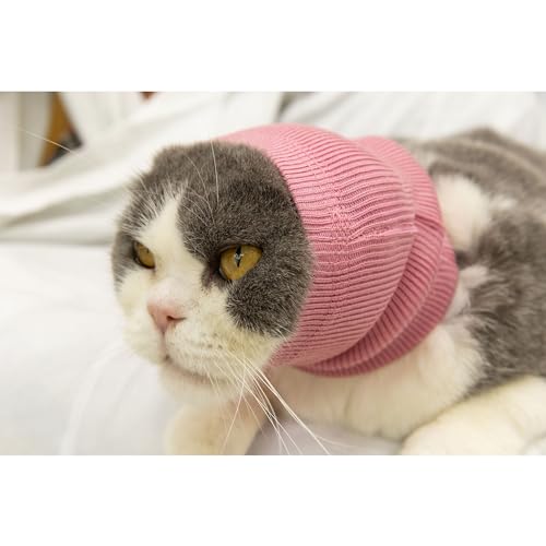 Image of 2 Pack Cat Ear Cover, Cat Neck Scarf Anxiety Relief - Noise Canceling for Fireworks, Thunderstorms, Pet Grooming & Force Drying(Pink S)