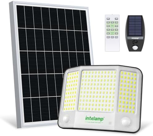 intelamp Solar Flood Lights Outdoor Waterproof, 20000mAh 4000LM L...