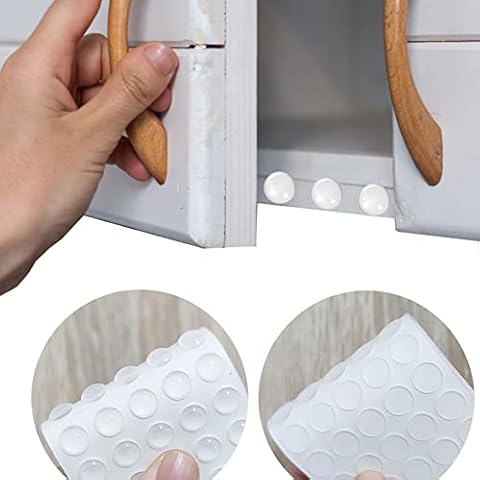 100Pcs Soft Close Dampers Buffers, Clear Non Slip Pads Sticky Feet, Adhesive Silicone Pads Dots for Cabinet Door, Drawer, Table Top, Chopping Board 10mm x1.5mm+3mm Cover