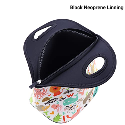 Neoprene Lunch Bag For Kids, Insulated Lunch Box Tote For Women Men Adult Teens Boys Teenage Girls Toddlers (Alphabet Animals) #TOP3
