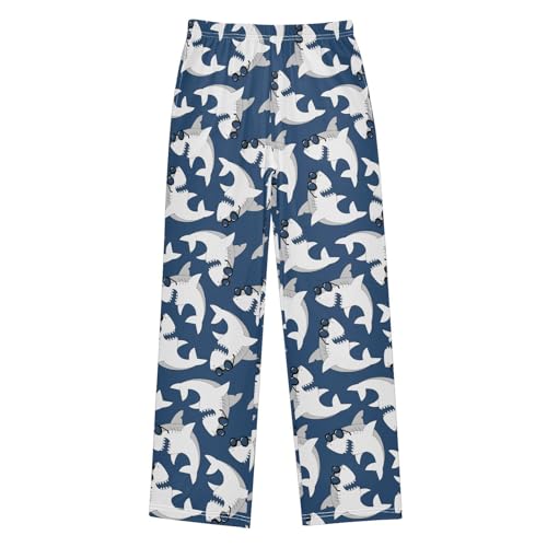 Boys' Pants Cool Shark Sunglass Blue Long Bottoms Jogger Pants Elastic Waist Trousers with Pockets S-XL