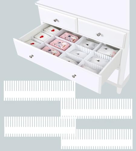 引き出し仕切り板 お好みの長さに切断可能 組み合わせ自由 小物 化粧品 下着 文房具 ネクタイ キッチン 収納 分類ストレージ しきり板 選べるジョイント ホワイト 白 (柵タイプ大サイズ仕切り板 4枚入り)
