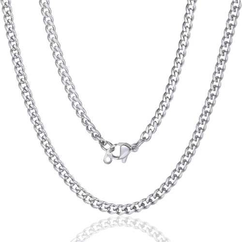 RVYEIOP 1 pieza de collar de 5mm para hombre, collar de cadena cubana de acero inoxidable, resistente y duradero, no destiñe, joyería para hombre.