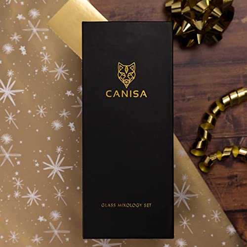 Canisa Premium Cocktail Shaker Set - Gold Cocktail Making Set with Glass Cocktail Shaker and Jigger, Cocktail Kit Presented in a Luxury Gift Box
