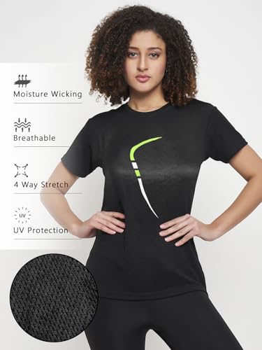 Image of Clovia Women Gym T-Shirt- Quick-Dry