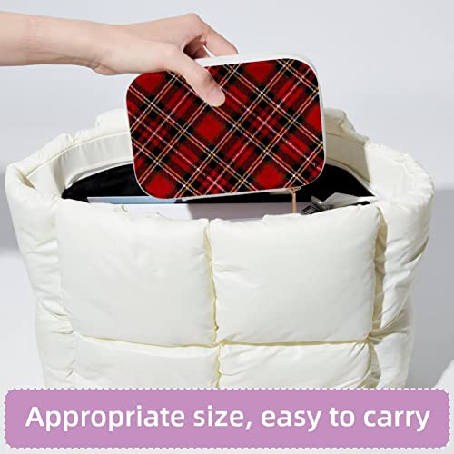 Caja de almacenamiento de joyas de terciopelo con sarga roja 5