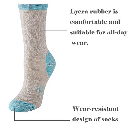 Image of 70% Merino Wool Women Crew Socks - Hiking Outdoor Athletic Thermal Thickening Cushion 