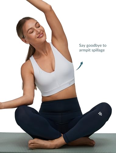 Yvette V Neck Criss Cross Back Yoga Sports Bra Women Wide Straps Light Support Removable Padding Workout Tank Top3