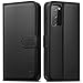 Samsung günstig Kaufen-Handyhülle für Samsung Galaxy S20 FE hülle [Mit 1 Stück Panzer Schutz Glas][Kartenfächer][RFID Blocker][Standfunktion]Klapphülle Premium Lederhülle für Samsung S20 FE Stoßfeste Schutzhülle,Schwarz