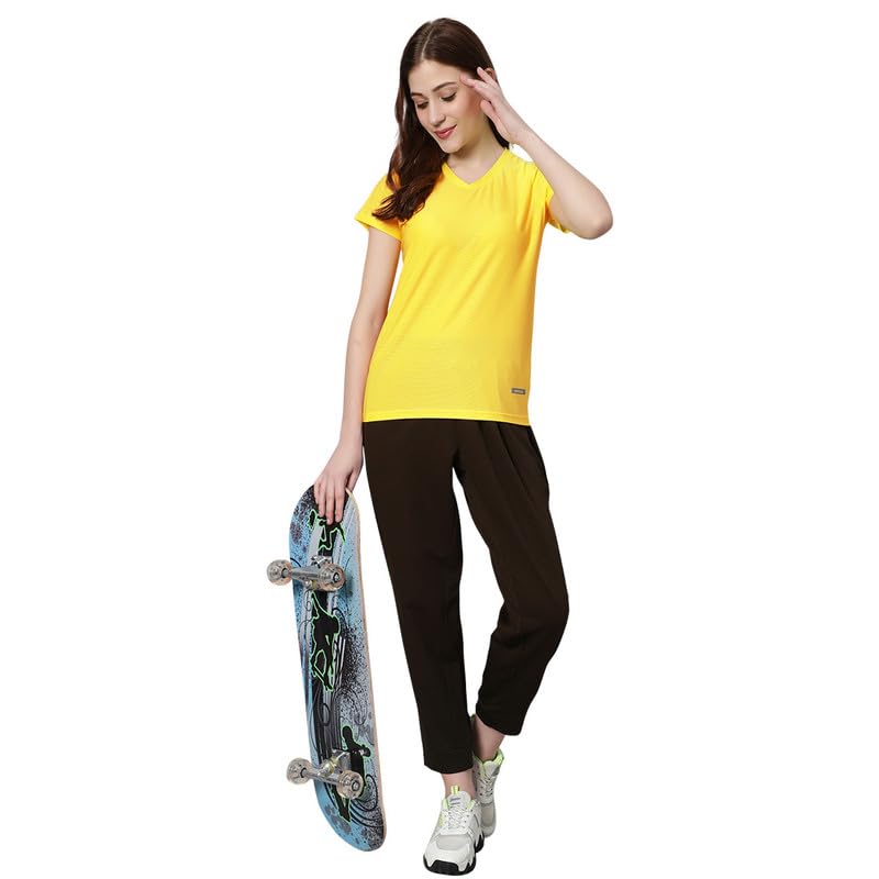 Image of omtex Coded Fitness Casual Gym, Sports, V Neck Activewear Tshirt for Women