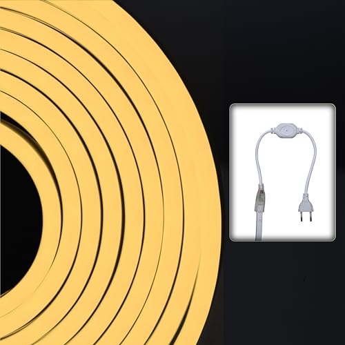 Image of Forus 20 Meter LED Neon Strip Light Warm White - Waterproof, Flexible, Cuttable Rope Light 20M for Wall Decor, Outdoor Lighting, Diwali and Festival Decoration, Custom Name Signage, Room Lighting
