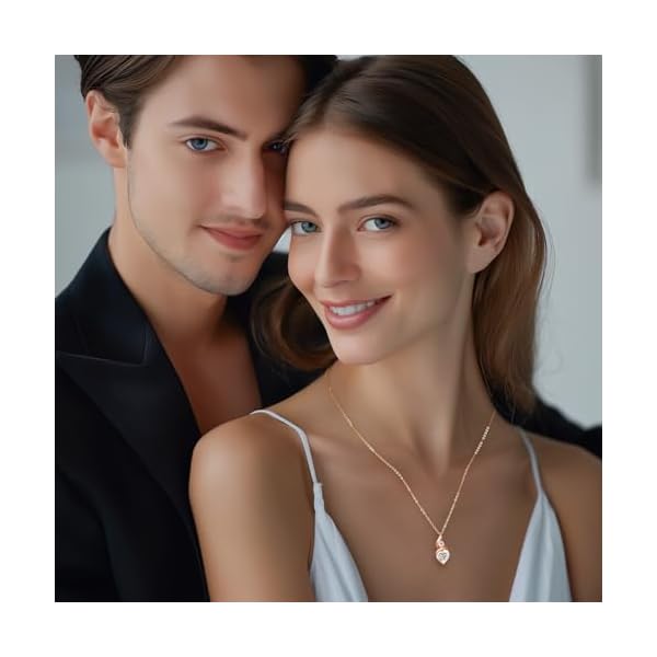 Moissanite Heart Pendant Necklaces for Women, 925 Sterling Silver Necklace with Birthstone, Ideal Anniversary Present or Birthday Christmas Valentine Mothers Day Jewelry Gifts for Mom Wife Her Girlfriend - Image 3