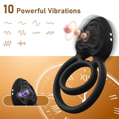 Image of Vibrating Cock Ring Sex Toys for Men, 3 in 1 Penis Ring Vibrator with 10 Vibrations, Male Masturbator for Adult Sex Toys & Games with Remote Control, Silicone Couple Toy for Clitoral Stimulator