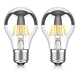 Unsere E27 Filament LED Kopfspiegel-Lampen werden den höchsten Ansprüchen an modernes Wohnen gerecht. Denn bei vielen Leuchten spielt das Design der Leuchtmittel eine immer größere Rolle. Auch als Birne bezeichnet, überzeugt diese LED Filament Lampe mit dem Aussehen der bekannten Glühlampe. Die Vorderseite der Glaskuppel ist mit einer dünnen Chrom-Schicht verspiegelt.