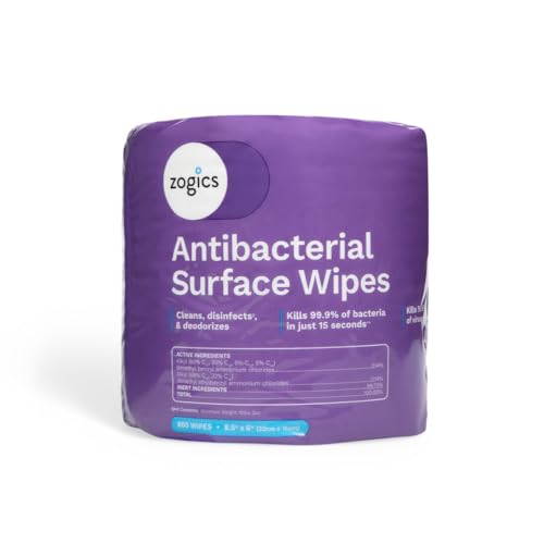 Zogics Antibacterial Disinfecting Wipes &ndash; For Sanitizing and Cleaning Surfaces and Equipment, EPA...