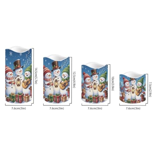 Image of Christmas Snowman Flameless Battery Operated Candles Set of 4