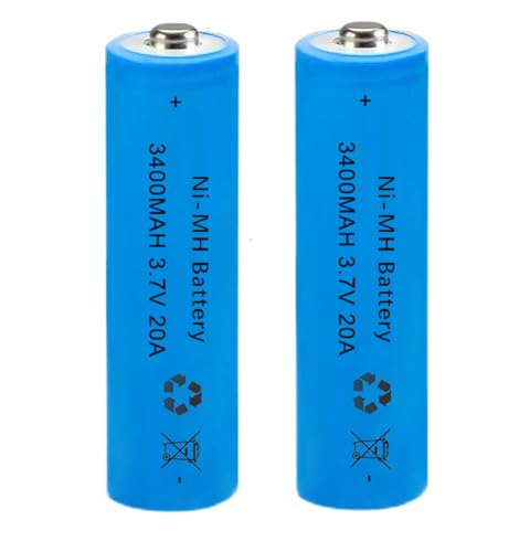 AFSONGOO 2Pack Ni-MH Batteries 3.7V 3400mAh Button Top Rechargeable Battery, 3400mah 3.7v Rechargeable Batteries, for LED Flashlight, Headlamps, Doorbells, RC Cars