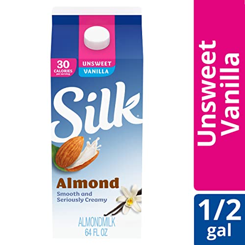 Silk Almond Milk, Unsweet Vanilla, Dairy Free, Gluten Free, Seriously Creamy Vegan Milk with 50% More Calcium than Dairy Milk, 64 FL OZ Half Gallon - Thumbnail 6
