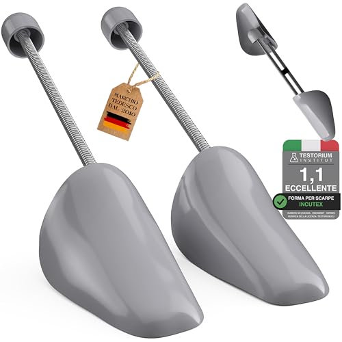 Incutex 1 Paio di Tendiscarpe taglia variabile 38-44, Forma Scarpe in Plastica da Uomo e da Donna, Allargascarpe, Alberi di Scarpe per Scarpe da Ginnastica, Ballerine, Mocassini, grigio