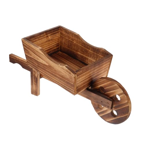 BESPORTBLE Wooden Cart Flowerpot Vintage Multifunction Wheelbarrow Planter Small Succulent Plant Pot for Indoor Outdoor Garden Decorative Holder for Office Supplies Shop Window Display