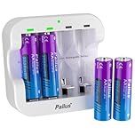 Pallus Rechargeable AA Lithium Batteries, 4 Pack 3500mWh High Capacity Lithium AA Battery with Fast Charger, 1600+ Long Cycle Double A Li-Ion Battery